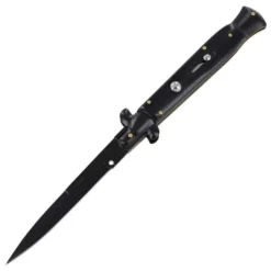 10.5" Black Wood Stiletto Automatic Knife Black Bayo -Direct Knife Sales 10 Black Wood Stiletto Automatic Knife Black Bayo 4.600