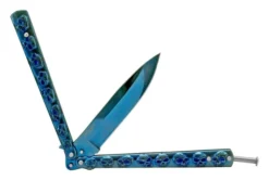 5" Stainless Steel Butterfly Knife Blue Skulls Bf-102-5 -Direct Knife Sales 5 Stainless Steel Butterfly Knife Blue Skulls bf 102 5 1.600