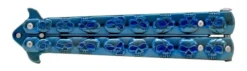 Direct Knife Sales -Direct Knife Sales 5 Stainless Steel Butterfly Knife Blue Skulls bf 102 5 2.600