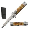 7.5" Stag Leverlock Automatic Knife Satin Bayo -Direct Knife Sales 7 Stag Leverlock Automatic Knife Satin Bayo.600
