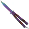 8.75" Split Wood Heavy Butterfly Knife Rainbow Clip Point -Direct Knife Sales 8.75 Split Wood Heavy Butterfly Knife Rainbow Clip Point.600