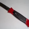 AKC 777 Black Finger Red OTF Automatic Knife Satin Flat Grind