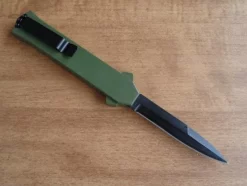 AKC F16 Military Green Out The Front Automatic Knife Black Bayo 7 AKC F16 Military Green Out The Front Automatic Knife Black Bayo -Direct Knife Sales AKC F 16 Army Green Grip OTF Automatic Knife Black Bayo 1.600