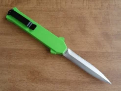Direct Knife Sales -Direct Knife Sales AKC F 16 Neon Green Grip OTF Automatic Knife Satin Dagger 1.600