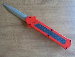Direct Knife Sales -Direct Knife Sales AKC F 16 Red Grip OTF Automatic Knife Satin Dagger 1.600
