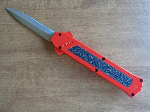 AKC F-16 Red Grip OTF Automatic Knife Satin Dagger 4 AKC F-16 Red Grip OTF Automatic Knife Satin Dagger - Image 2