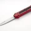 AKC F-16 Red Grip D/A OTF Automatic Knife Satin Bayo -Direct Knife Sales AKC F16 Double Action OTF Automatic Knife Red 4.600