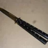 Balisong 9 Inch Heavy Folding Butterfly Knife Black Gold -Direct Knife Sales Balisong 9 Heavy Folding Butterfly Knife Black Gold.600