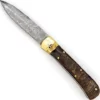Damascus Automatic Lever Lock Knife Ram Horn -Direct Knife Sales Damascus Automatic Lever Lock Knife Ram Horn.600