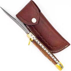 Damascus Burning Wood Leverlock Automatic Knife Clip Point 7 Damascus Burning Wood Leverlock Automatic Knife Clip Point -Direct Knife Sales Damascus Burning Wood Leverlock Automatic Knife Clip Point 1.600