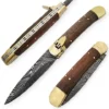 Damascus Lever Lock Automatic Knife Pakka Wood -Direct Knife Sales Damascus Lever Lock Automatic Knife Pakka Wood 2.600