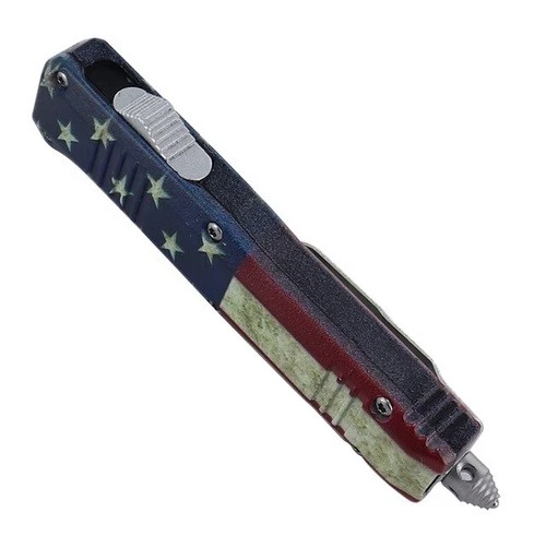 Damascus 6.75" Ranger American Flag D/A OTF Automatic Knife Drop Point 4 Damascus 6.75" Ranger American Flag D/A OTF Automatic Knife Drop Point - Image 2