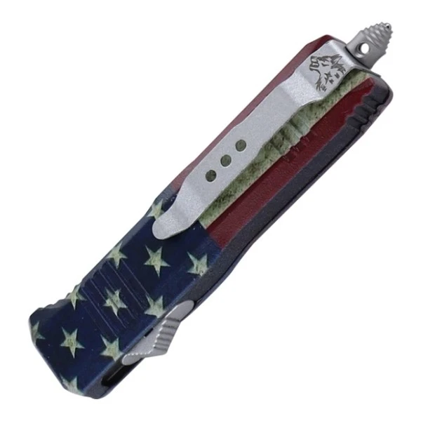 Damascus 6.75" Ranger American Flag D/A OTF Automatic Knife Drop Point 5 Damascus 6.75" Ranger American Flag D/A OTF Automatic Knife Drop Point - Image 3