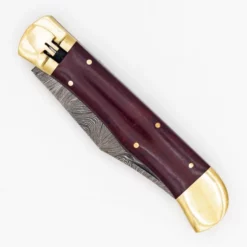 Damascus Red Wood Lever Lock Automatic Knife File Work 7 Damascus Red Wood Lever Lock Automatic Knife File Work -Direct Knife Sales Damascus Red Wood Lever Lock Automatic Knife File Work 2.600