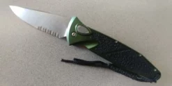 Dark Green Side Opening Automatic Knife Serrated