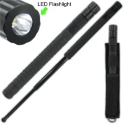 Expandable Heat Tempered Square Grip Flashlight Police Baton 26 Inch