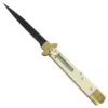 9" Leverlock White Automatic Knife Black Blade -Direct Knife Sales Leverlock White 9 Automatic Switchblade Knife Black Bayo.600
