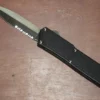 Lightning Black Handle D/A Silver Double Serrated Blade OTF Automatic Knife