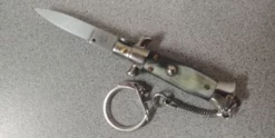 SKM 3.75" Brazilian Horn Italian Switchblade Keychain Automatic Knife